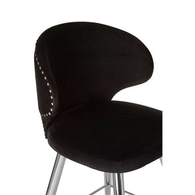Orsina Piermount Black Velvet Bar Stool | Modern Stainless Steel Base