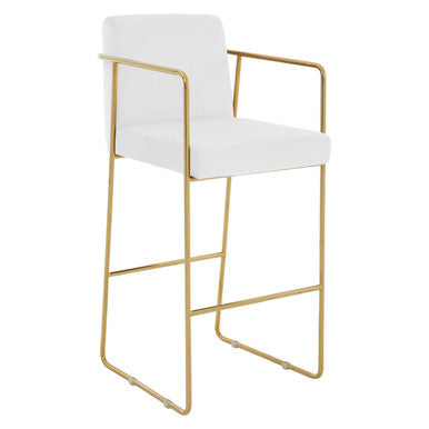 Orsina Piermount Mink Velvet Bar Stool with Gold Base | Counter Chair