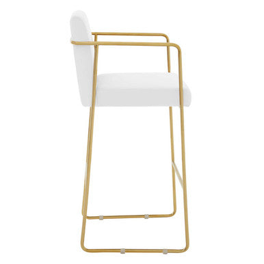 Orsina Piermount Mink Velvet Bar Stool with Gold Base | Counter Chair