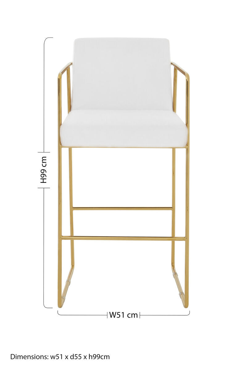 Orsina Piermount Mink Velvet Bar Stool with Gold Base | Counter Chair