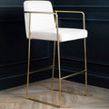Orsina Piermount Mink Velvet Bar Stool with Gold Base | Counter Chair