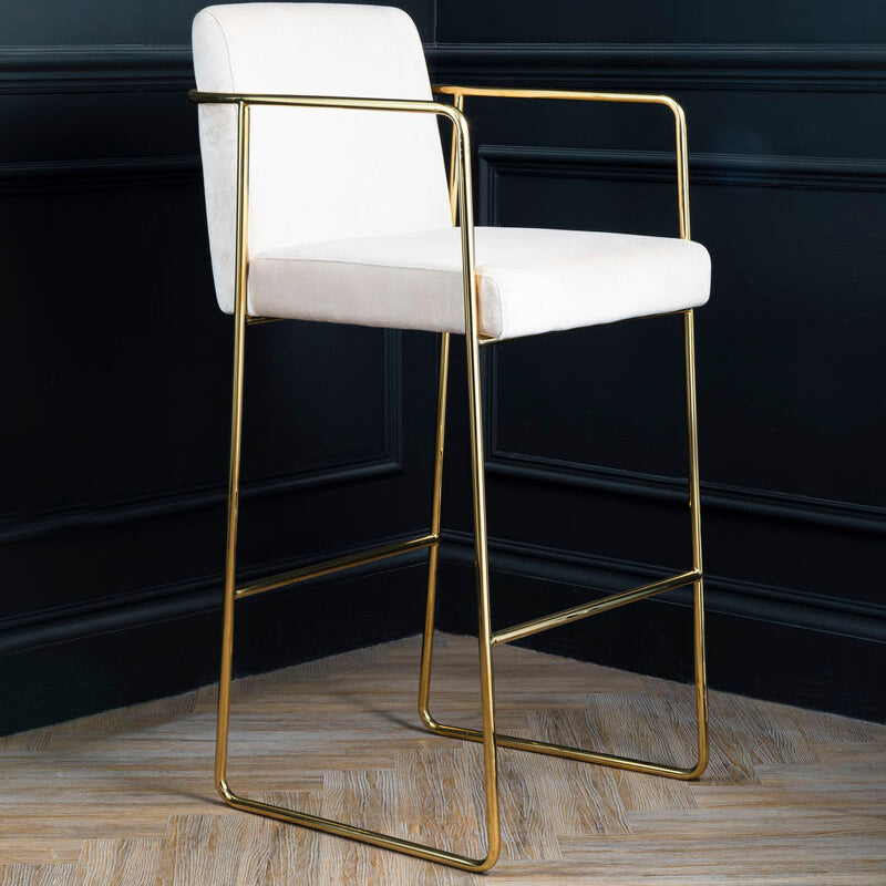 Orsina Piermount Mink Velvet Bar Stool with Gold Base | Counter Chair