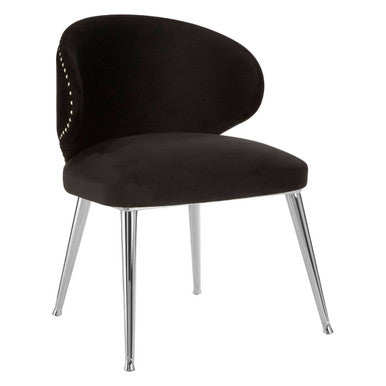 Orsina Piermount Dining Chair | Black Velvet with Silver Legs