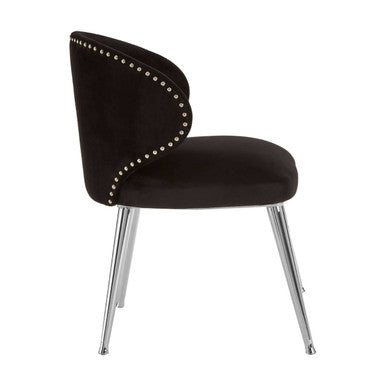 Orsina Piermount Dining Chair | Black Velvet with Silver Legs