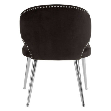 Orsina Piermount Dining Chair | Black Velvet with Silver Legs