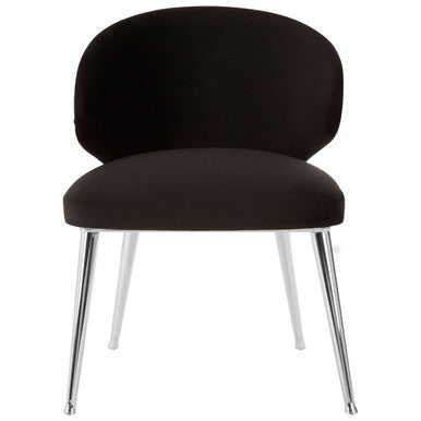 Orsina Piermount Dining Chair | Black Velvet with Silver Legs