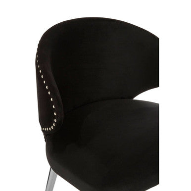 Orsina Piermount Dining Chair | Black Velvet with Silver Legs