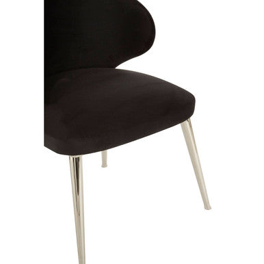 Orsina Piermount Dining Chair | Black Velvet with Silver Legs