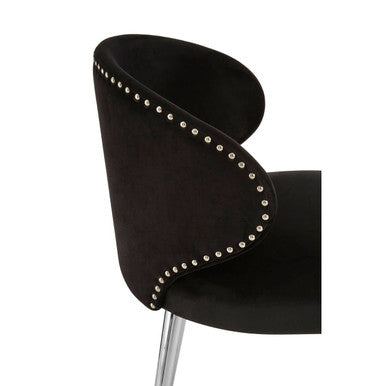 Orsina Piermount Dining Chair | Black Velvet with Silver Legs