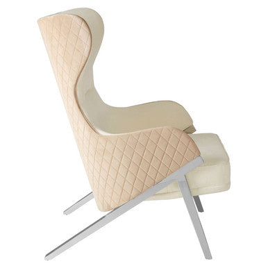 Orsina Piermount Ivory Wingback Accent Chair | White Fabric & Silver Legs