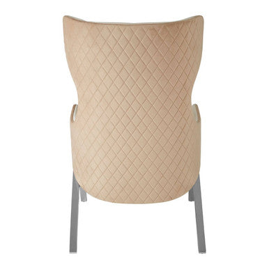Orsina Piermount Ivory Wingback Accent Chair | White Fabric & Silver Legs