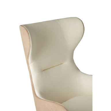 Orsina Piermount Ivory Wingback Accent Chair | White Fabric & Silver Legs
