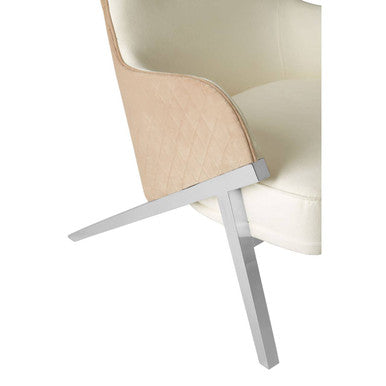 Orsina Piermount Ivory Wingback Accent Chair | White Fabric & Silver Legs
