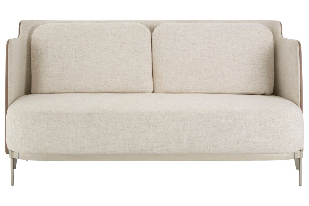 Orsina Piermount 2 Seater Sofa | Ivory and Mink Fabric with Metal Legs