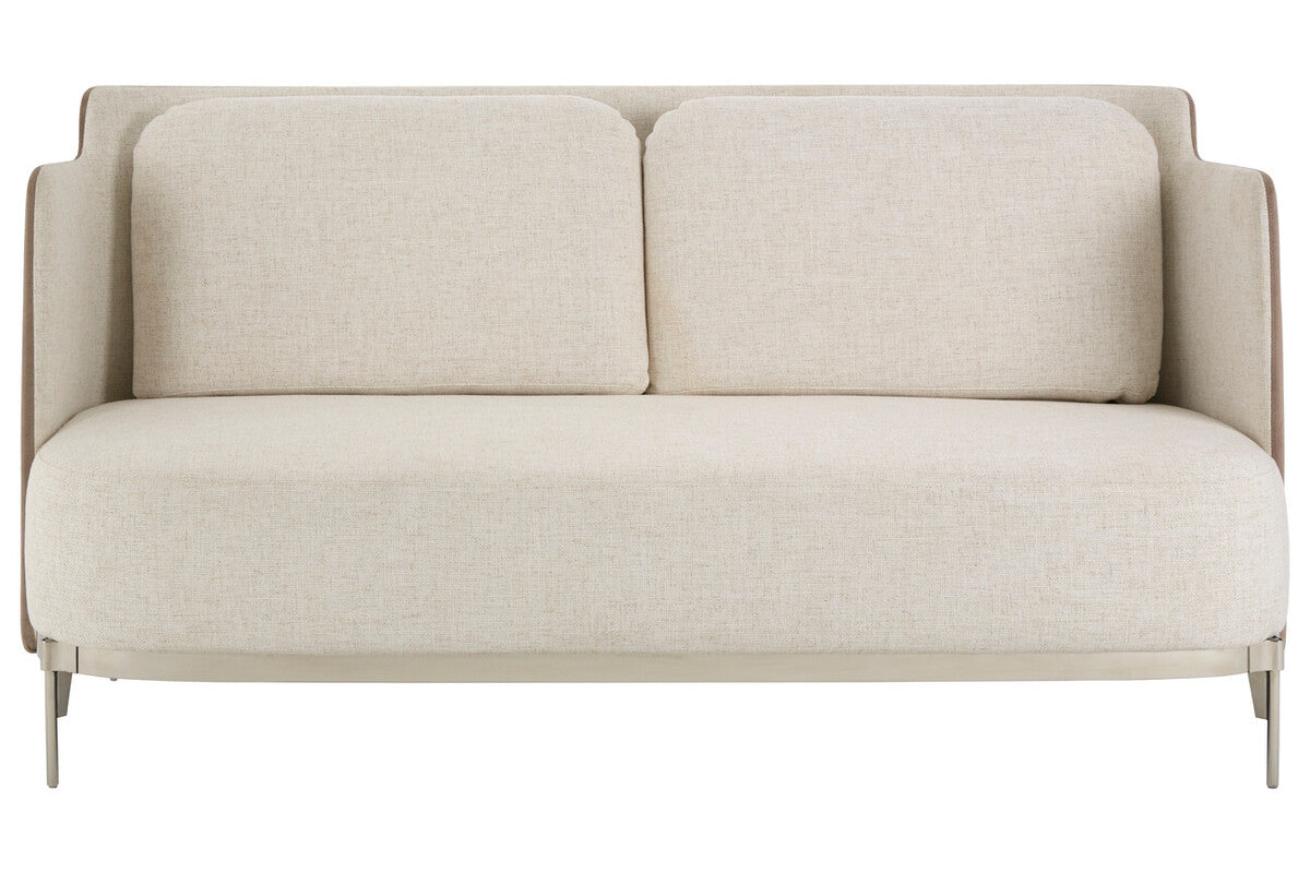 Orsina Piermount 2 Seater Sofa | Ivory and Mink Fabric with Metal Legs