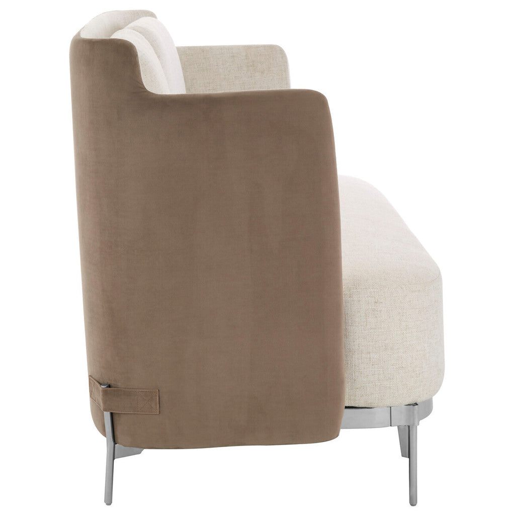 Orsina Piermount 2 Seater Sofa | Ivory and Mink Fabric with Metal Legs