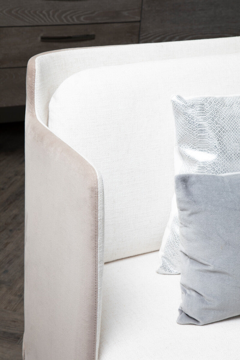 Orsina Piermount 2 Seater Sofa | Ivory and Mink Fabric with Metal Legs