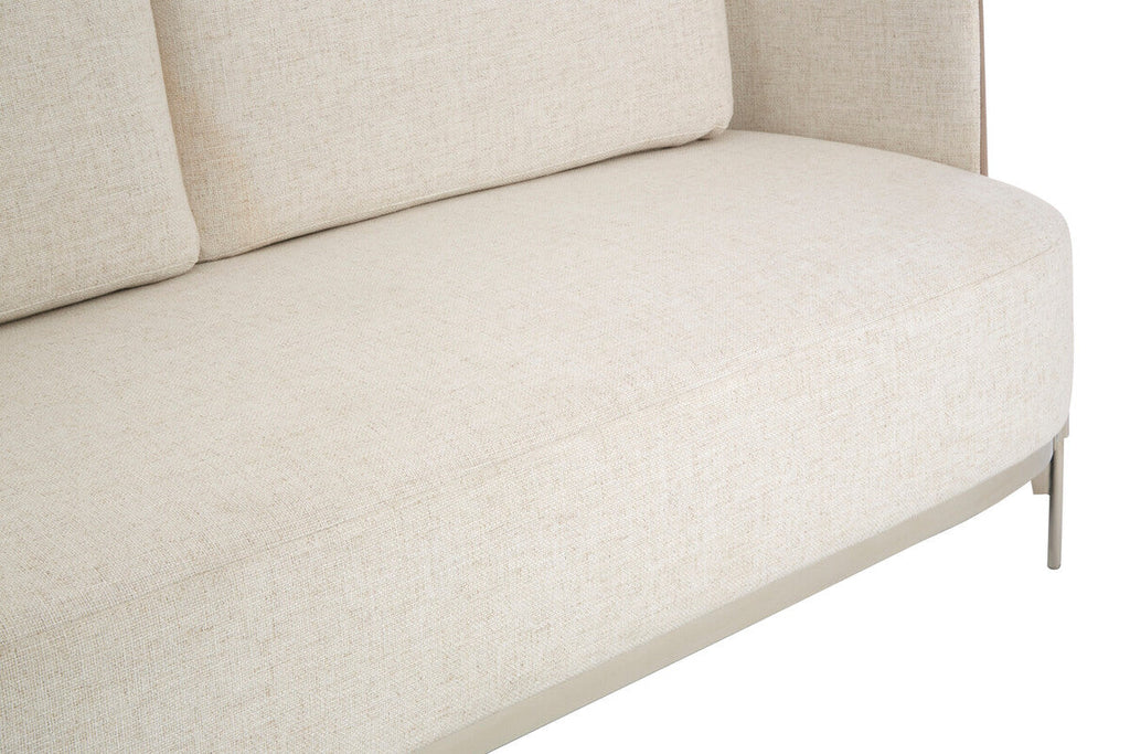 Orsina Piermount 2 Seater Sofa | Ivory and Mink Fabric with Metal Legs