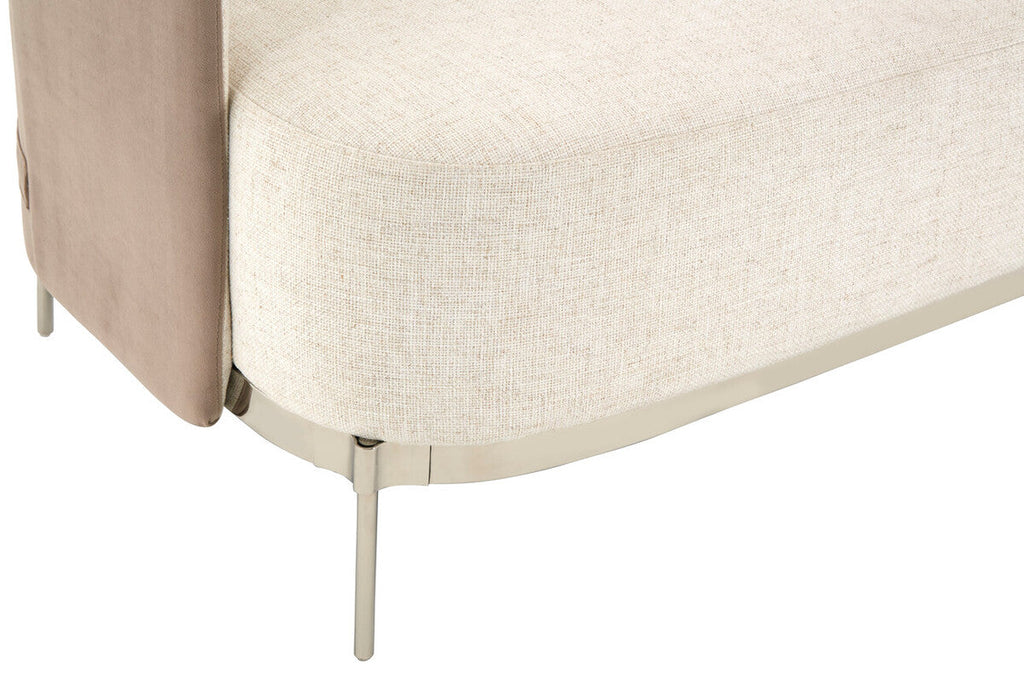 Orsina Piermount 2 Seater Sofa | Ivory and Mink Fabric with Metal Legs