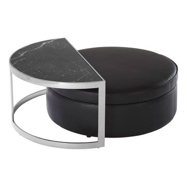 Orsina Piermount Nesting Coffee Table and Stool Set | Black & Silver