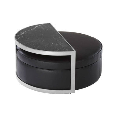 Orsina Piermount Nesting Coffee Table and Stool Set | Black & Silver