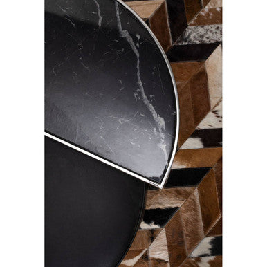 Orsina Piermount Nesting Coffee Table and Stool Set | Black & Silver