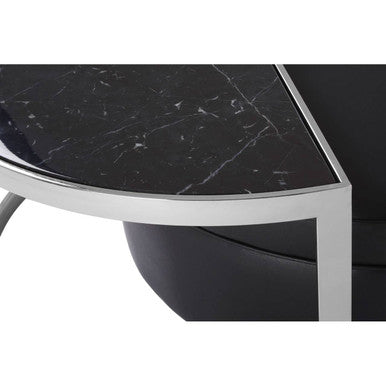 Orsina Piermount Nesting Coffee Table and Stool Set | Black & Silver