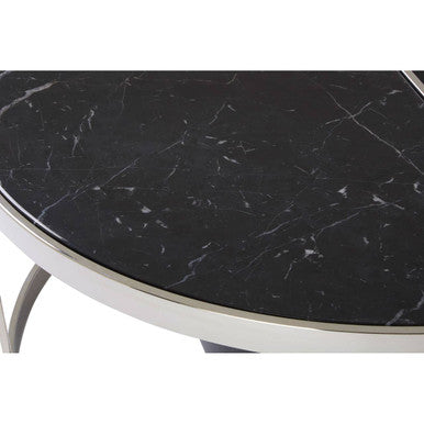 Orsina Piermount Nesting Coffee Table and Stool Set | Black & Silver