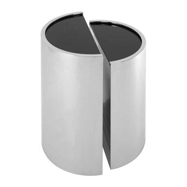Orsina Piermount Black Glass End Tables - Set of 2 Silver Steel
