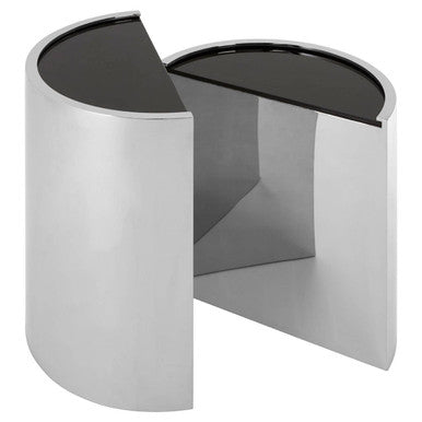 Orsina Piermount Black Glass End Tables - Set of 2 Silver Steel