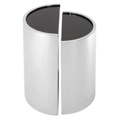 Orsina Piermount Black Glass End Tables - Set of 2 Silver Steel