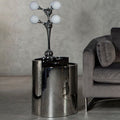 Orsina Piermount Black Glass End Tables - Set of 2 Silver Steel