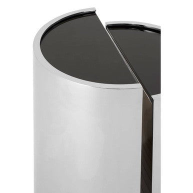 Orsina Piermount Black Glass End Tables - Set of 2 Silver Steel