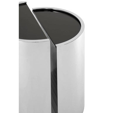 Orsina Piermount Black Glass End Tables - Set of 2 Silver Steel