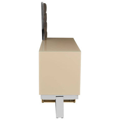 Orsina Demas Media Unit with Wall Panel | Stainless Steel & Glass