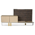 Orsina Demas Media Unit with Wall Panel | Stainless Steel & Glass