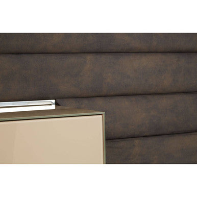 Orsina Demas Media Unit with Wall Panel | Stainless Steel & Glass