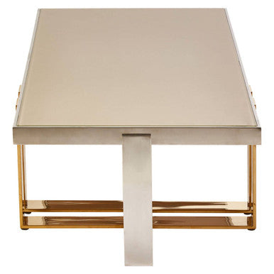 Orsina Demas Gold Coffee Table – Frosted Glass and Mirrored Finish
