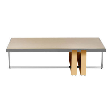 Orsina Demas Gold Coffee Table – Frosted Glass and Mirrored Finish