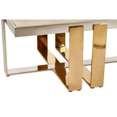 Orsina Demas Gold Coffee Table – Frosted Glass and Mirrored Finish