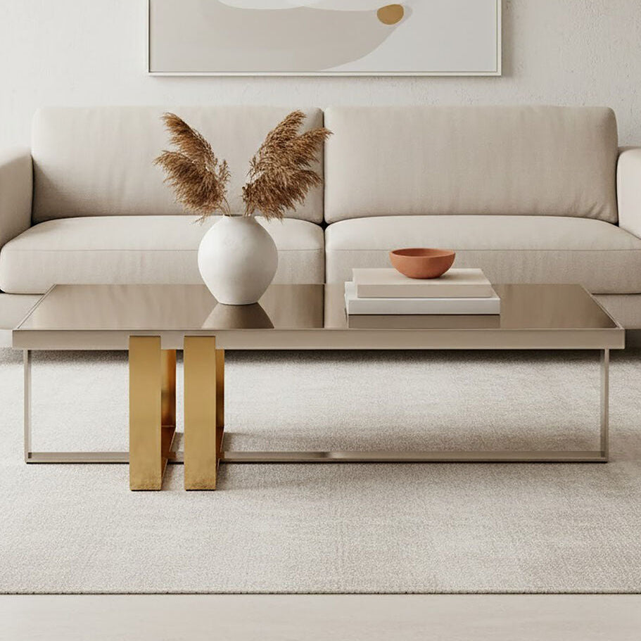 Orsina Demas Gold Coffee Table – Frosted Glass and Mirrored Finish