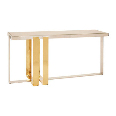 Orsina Demas Console Table – Frosted Glass & Gold Stainless Steel