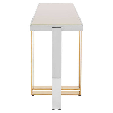 Orsina Demas Console Table – Frosted Glass & Gold Stainless Steel
