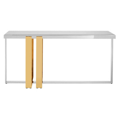 Orsina Demas Console Table – Frosted Glass & Gold Stainless Steel