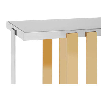 Orsina Demas Console Table – Frosted Glass & Gold Stainless Steel