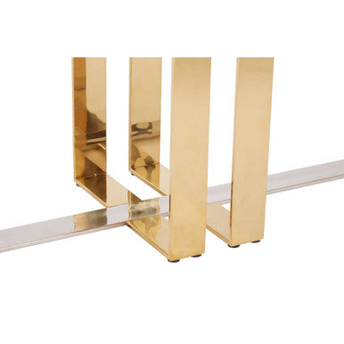Orsina Demas Console Table – Frosted Glass & Gold Stainless Steel