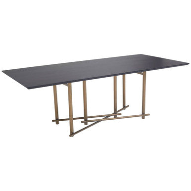 Orsina Delta Black Walnut Dining Table with Brushed Brass Legs