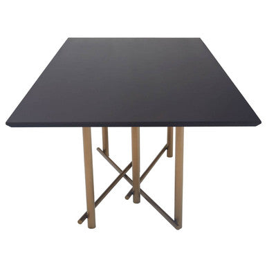Orsina Delta Black Walnut Dining Table with Brushed Brass Legs