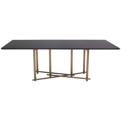 Orsina Delta Black Walnut Dining Table with Brushed Brass Legs