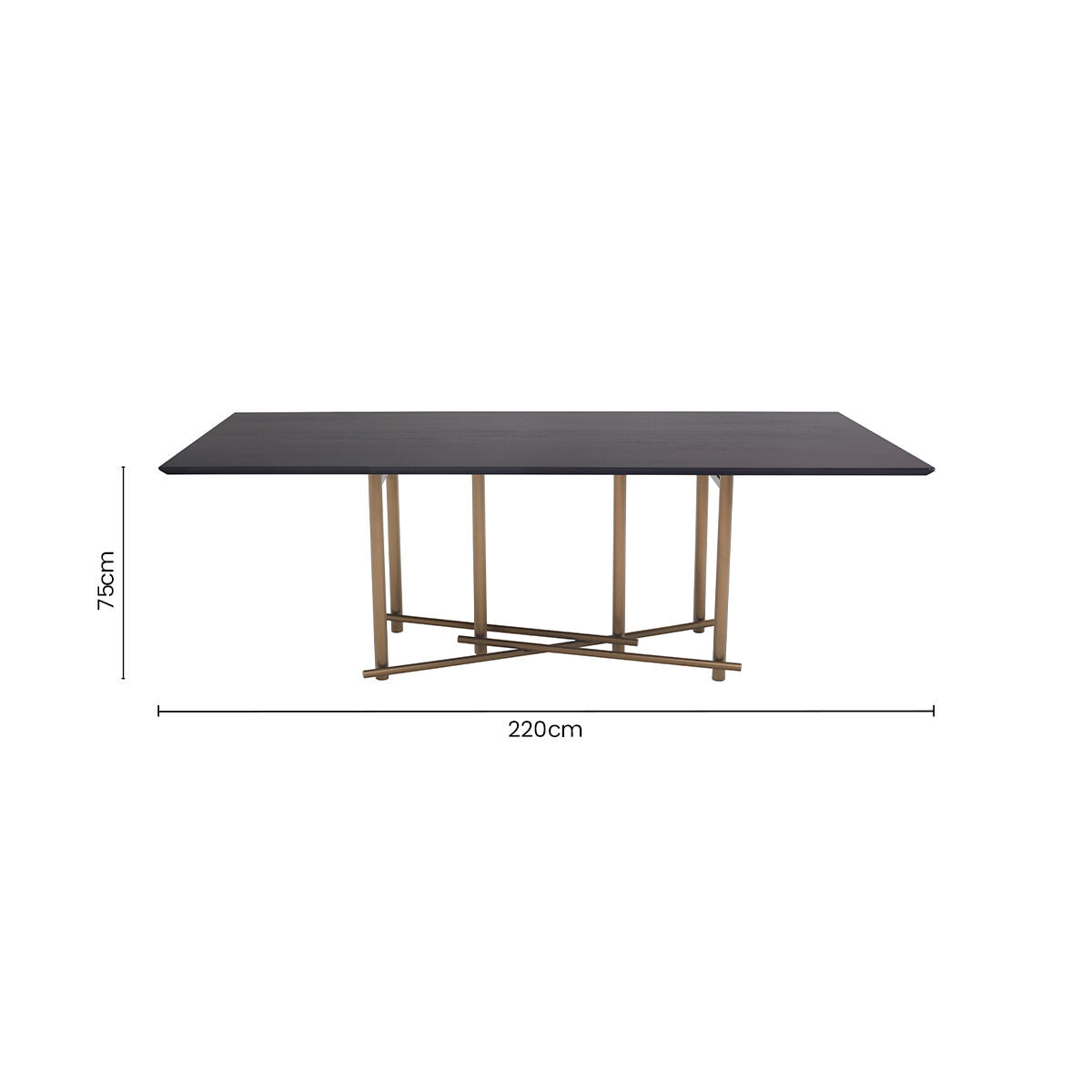 Orsina Delta Black Walnut Dining Table with Brushed Brass Legs